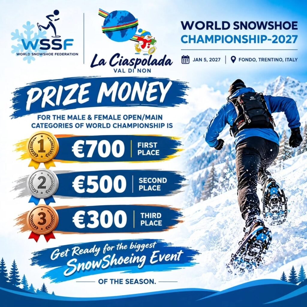 World Snowshoe Championship 2027 Announces Increased Prize Money, €700 for Winners